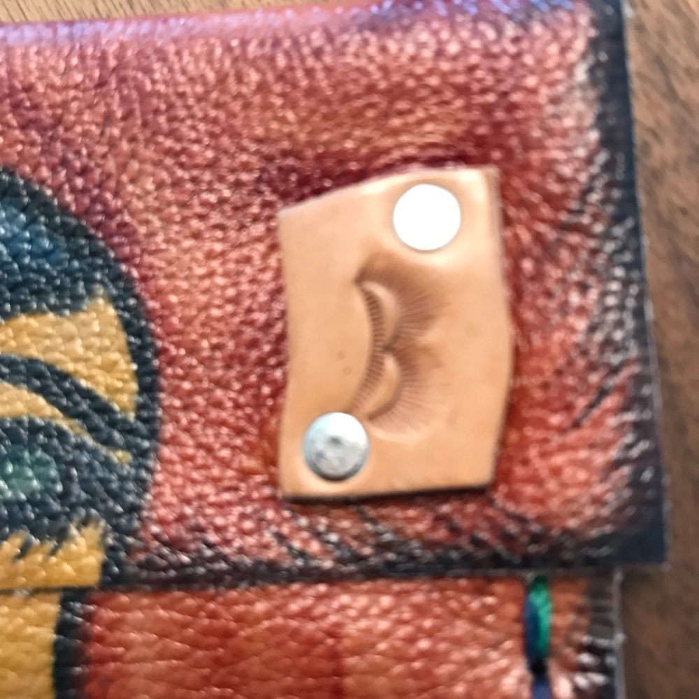 Leathercraft original artwork!Small versatile multi colored envelope clutch. - Picture 7 of 7